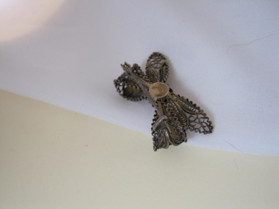 Zilveren broche antiek filigrain strikmodel 3.4x1.8 cm - Afbeelding 6