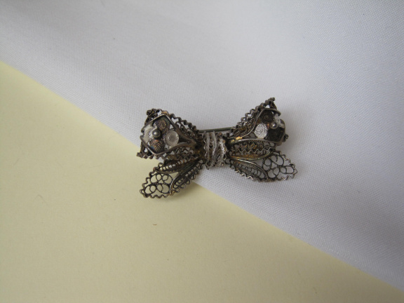 Zilveren broche antiek filigrain strikmodel 3.4x1.8 cm - Afbeelding 7
