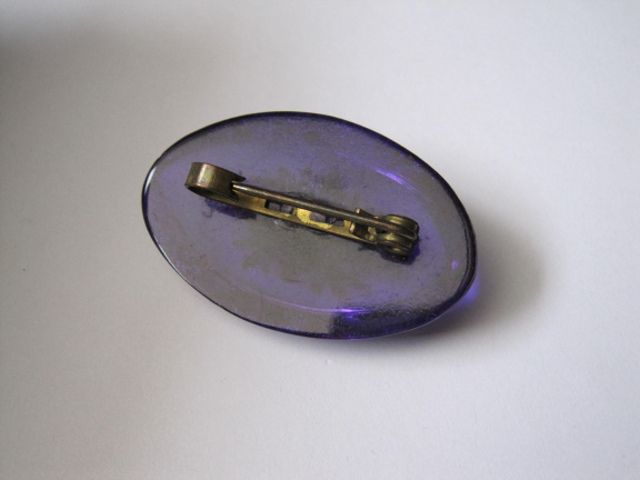 Broche antiek paars transparant lucite met bloemetjes opleg 4.5x2.8 cm - Afbeelding 8