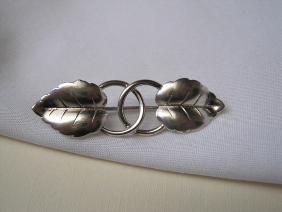 Zilveren art deco twee ringen broche 4.8x1.4 cm - nr. 1