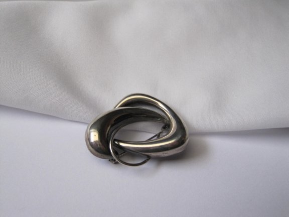 Zilveren broche modernistisch fantasie model 3.8x3.2 cm - Afbeelding 3
