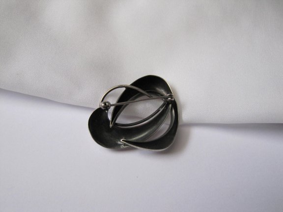 Zilveren broche modernistisch fantasie model 3.8x3.2 cm - Afbeelding 4