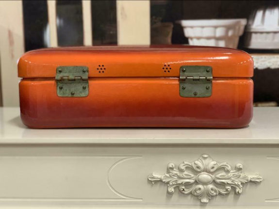 Vintage en nog zeer mooie oranje broodtrommel - Afbeelding 2