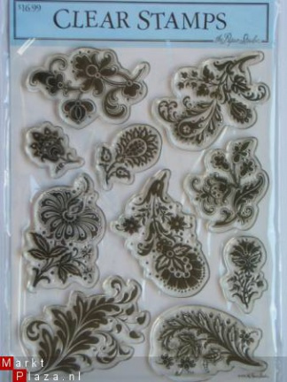 OP=OP the paper studio clear stempel antique floral XL