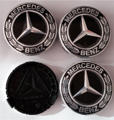 Mercedes Benz Naafdoppen "Zwart" 75mm Cap - nr. 1