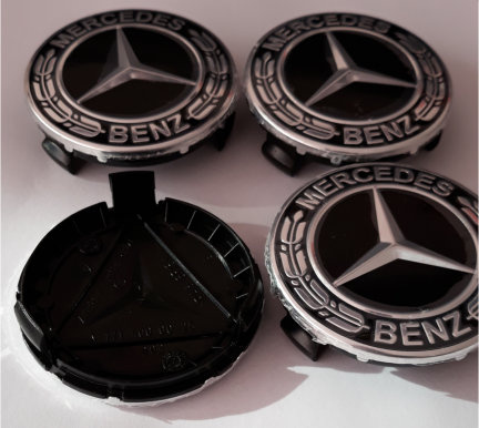 Mercedes Benz Naafdoppen "Zwart" 75mm Cap - Afbeelding 2