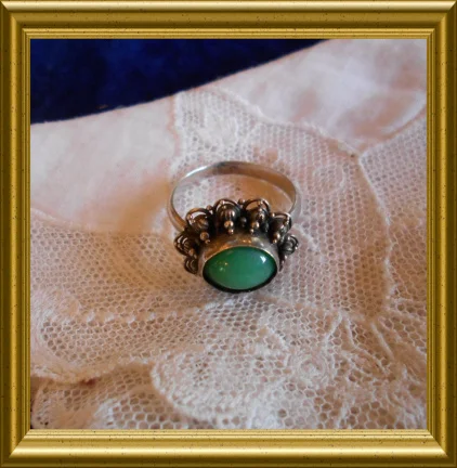 Mooie zilveren ring : groen - nr. 1