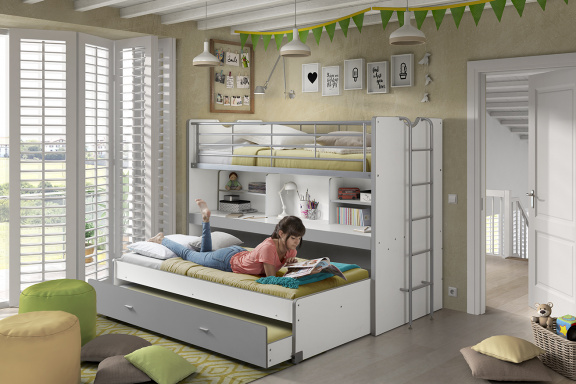 Wonderbaar hoogslaper bonny 80 bed met bureau en extra bedden en matrassen EZ-51