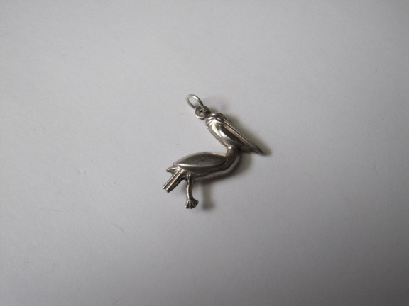 Zilveren antieke bedel pelikaan vogel 2.1x2.1 cm - nr. 1