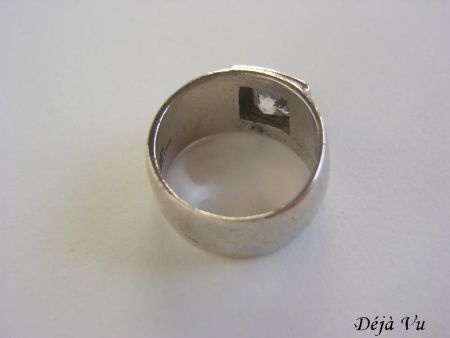 Oude sterling zilveren ring ; steentje - Afbeelding 3