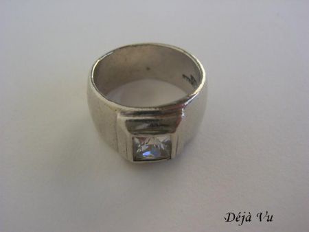 Oude sterling zilveren ring ; steentje - Afbeelding 4