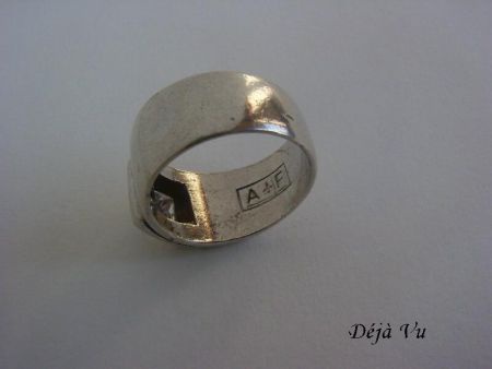 Oude sterling zilveren ring ; steentje - Afbeelding 5