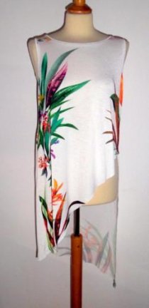 BERSHKA tuniek wit met print - Afbeelding 3