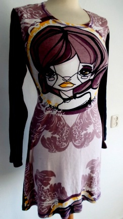 I BELIEVE Tricot jurk print, Maat 42 ( L ) - Afbeelding 2