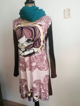 I BELIEVE Tricot jurk print, Maat 42 ( L ) - Afbeelding 3