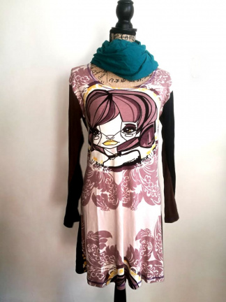 I BELIEVE Tricot jurk print, Maat 42 ( L ) - Afbeelding 5