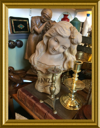 Jugendstil gipsen beeld : buste meisje: Hanzy