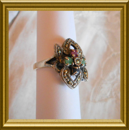 Mooie zilveren ring met steentjes - Afbeelding 2