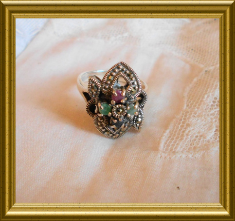 Mooie zilveren ring met steentjes - Afbeelding 3