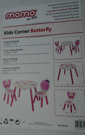 KINDERTAFEL- EN STOELTJES BUTTERFLY NIEUW