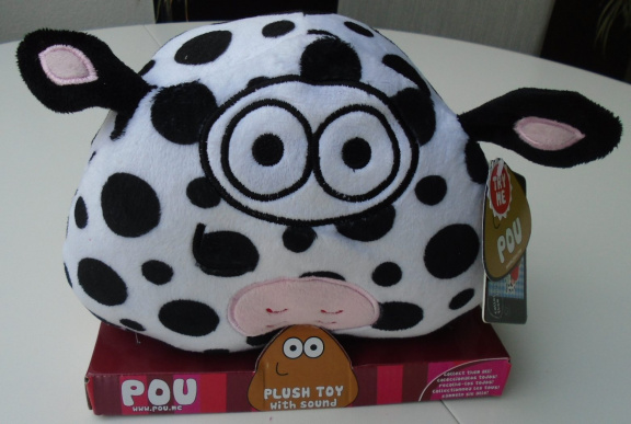 PLUCHE SPEELTJE, KNUFFELDIER POU MET GELUID COW (INTERACTIEF) NIEUW