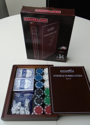 LUXE POKER EN DOBBELSTENEN SPELLEN BOX HOUTEN KIST Nieuw
