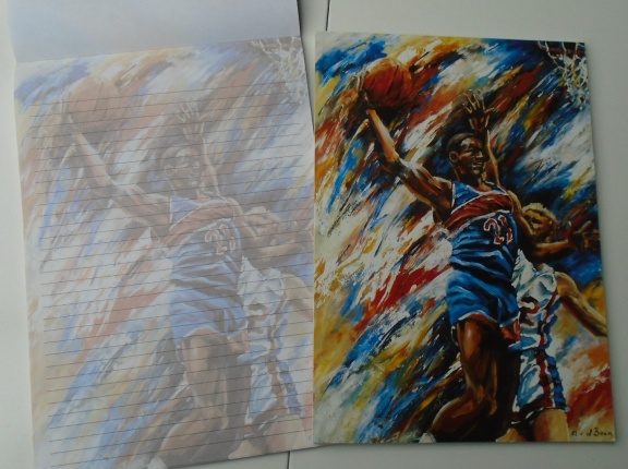 SCHRIJFBLOK BASKETBAL A4 GELIJND PAPIER MET DECOR