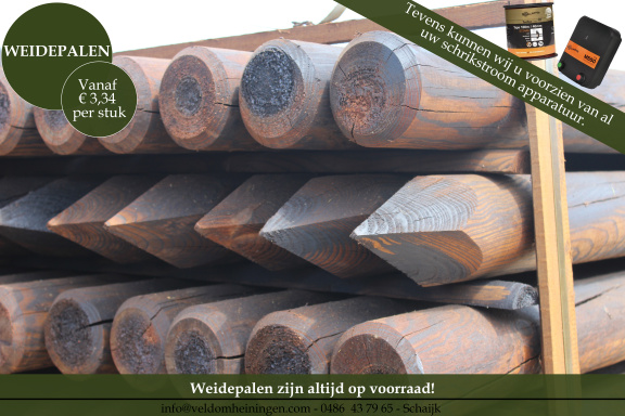 Veld Omheiningen, weidepalen 200 cm, afrasteringen - nr. 1