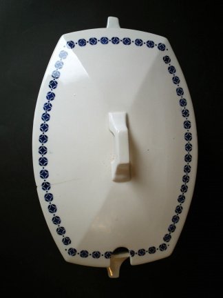 witte vintage dekschaal met blauwe motieven - Afbeelding 2