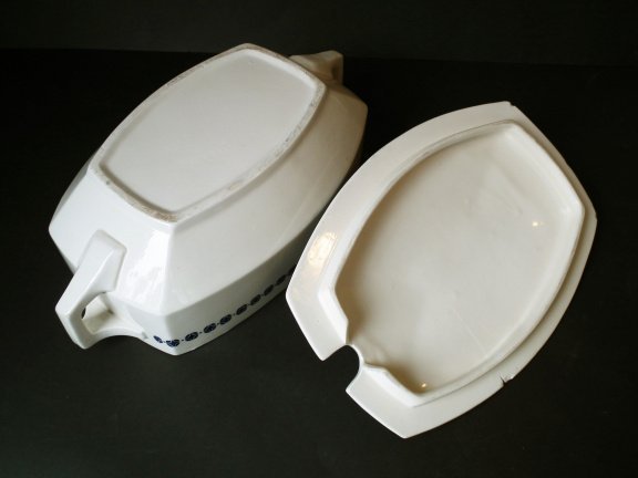 witte vintage dekschaal met blauwe motieven - Afbeelding 3