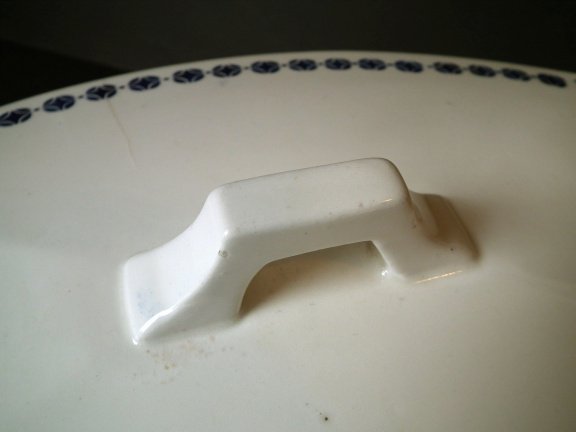 witte vintage dekschaal met blauwe motieven - Afbeelding 4