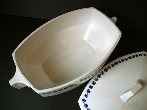 witte vintage dekschaal met blauwe motieven - Afbeelding 5