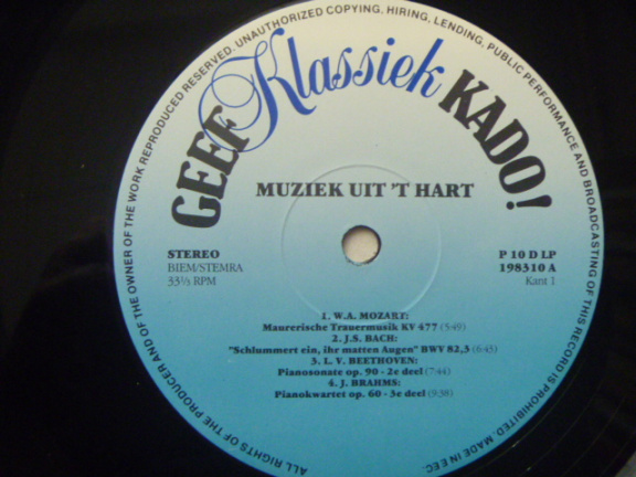 Muziek uit 't Hart - LP Maarten 't Hart kiest uit vriendschap, liefde en verdriet van Bach tot Strau - Afbeelding 5