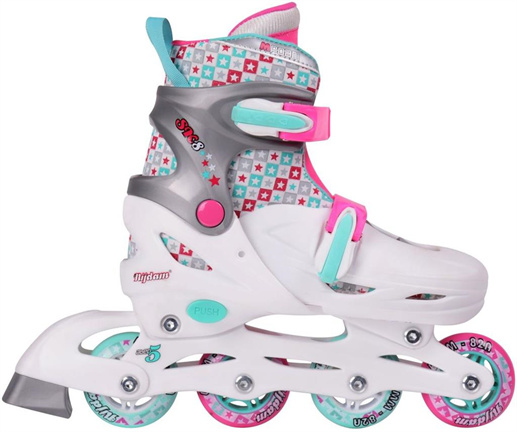 Nijdam Junior Inlineskates Junior Verstelbaar - Hardboot - Wit/Aqua/Fuchsia - 27-30 (19JS / 514) - nr. 1