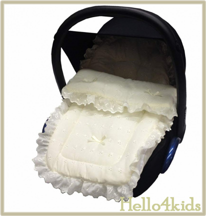 ivoor Maxi cosi voetenzak buggy kinderwagen doop broderie - nr. 1