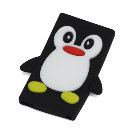Zwart Pinguin hoesje iPod Nano 7 silicone 3D