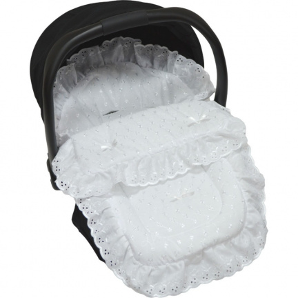 witte Maxi cosi voetenzak buggy kinderwagen doop broderie - nr. 1