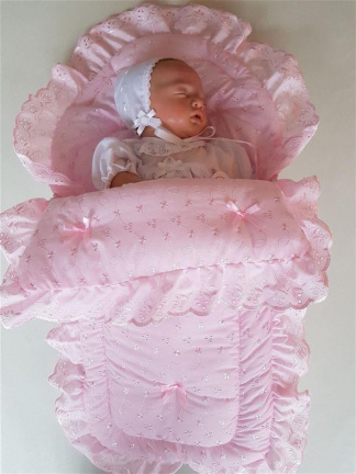 witte Maxi cosi voetenzak buggy kinderwagen doop broderie - Afbeelding 2