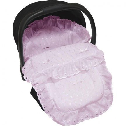 roze Maxi cosi voetenzak buggy kinderwagen doop broderie - nr. 1