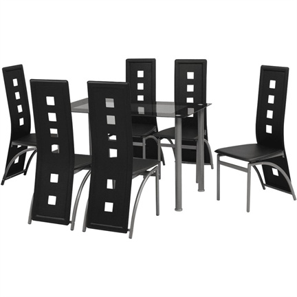 Eetkamerset zwart 7-delig
