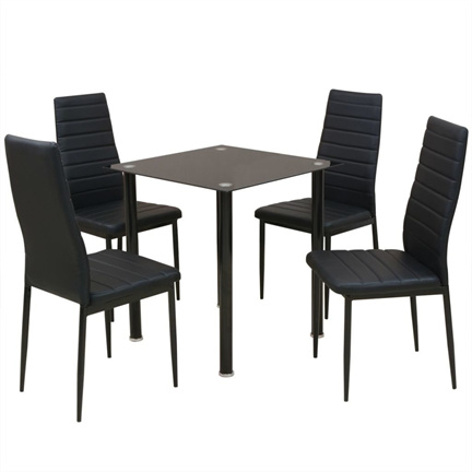 Eetkamerset tafel en stoel zwart 5-delig