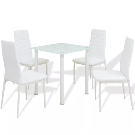 Eettafel en stoelenset 5-delig wit