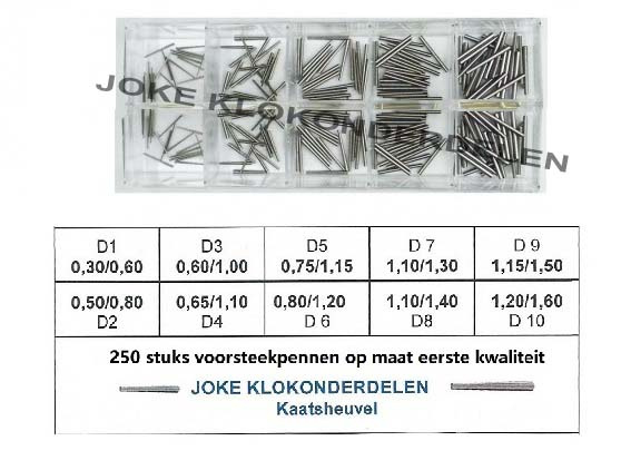 = Box 250 Konische voorsteek stiften = staal = 41838