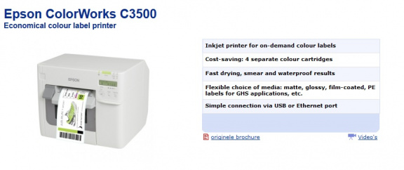 Epson ColorWorks C3500 Label Club Bundle 06 cutter disp USB Ethernet NiceLabel white