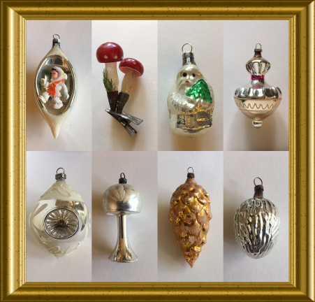 Oude glazen kerstballen
