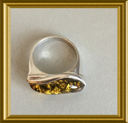 Mooie zilveren (925) ring met barnsteen - Afbeelding 3