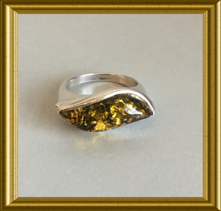 Mooie zilveren (925) ring met barnsteen - Afbeelding 4