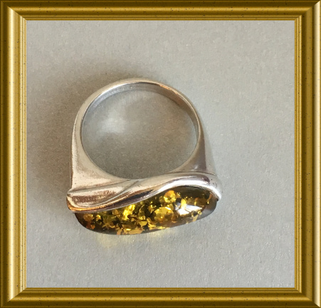 Mooie zilveren (925) ring met barnsteen - Afbeelding 5