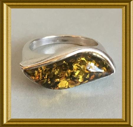 Mooie zilveren (925) ring met barnsteen - Afbeelding 6