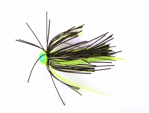 Fox rage lipstick skirted jigs | chartreuse / black | 2 st Haakmaat: 3/0, gewicht: 17 gram